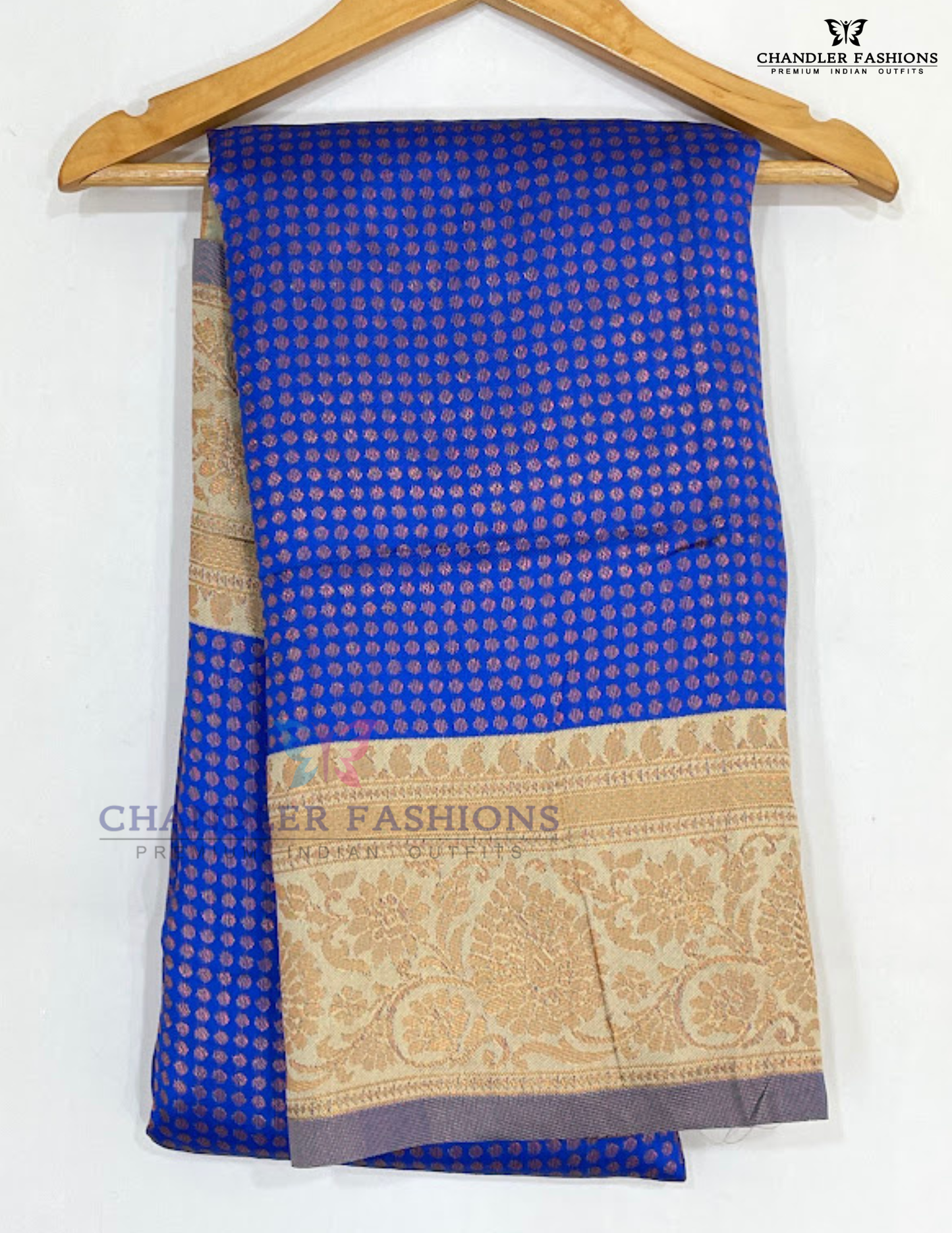 Blue Color Art Silk Saree With Sandal Color Border For Women Near Me