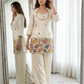 Attractive Off White Color Shimmer With Embroidery Work Palazzo Suits For Women
