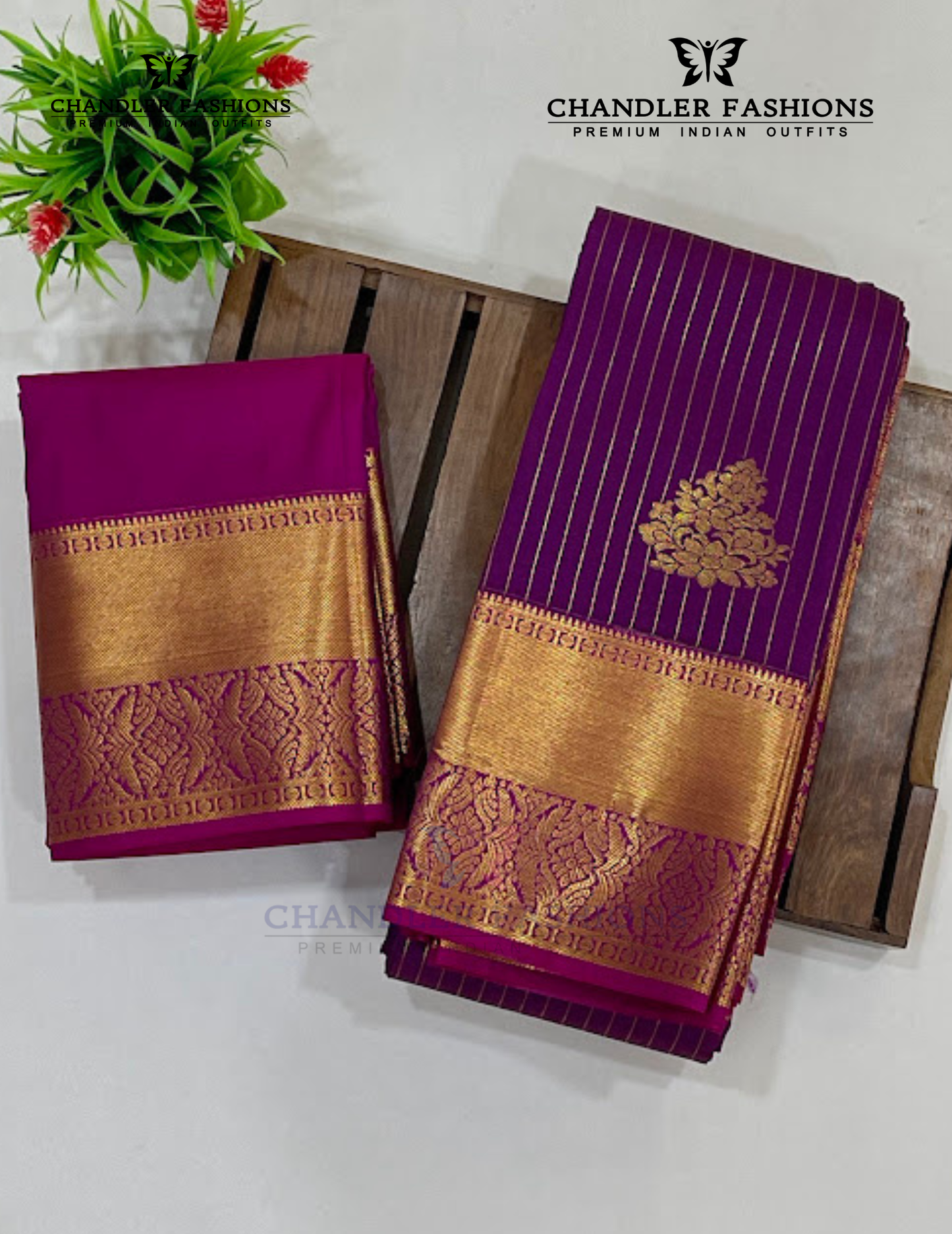 Purple Color Pure Kanchi Silk With Gold Zari Work Saree In USA