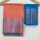 Charming Peach With Blue Color Pure Kanchi Silk Saree Near Me