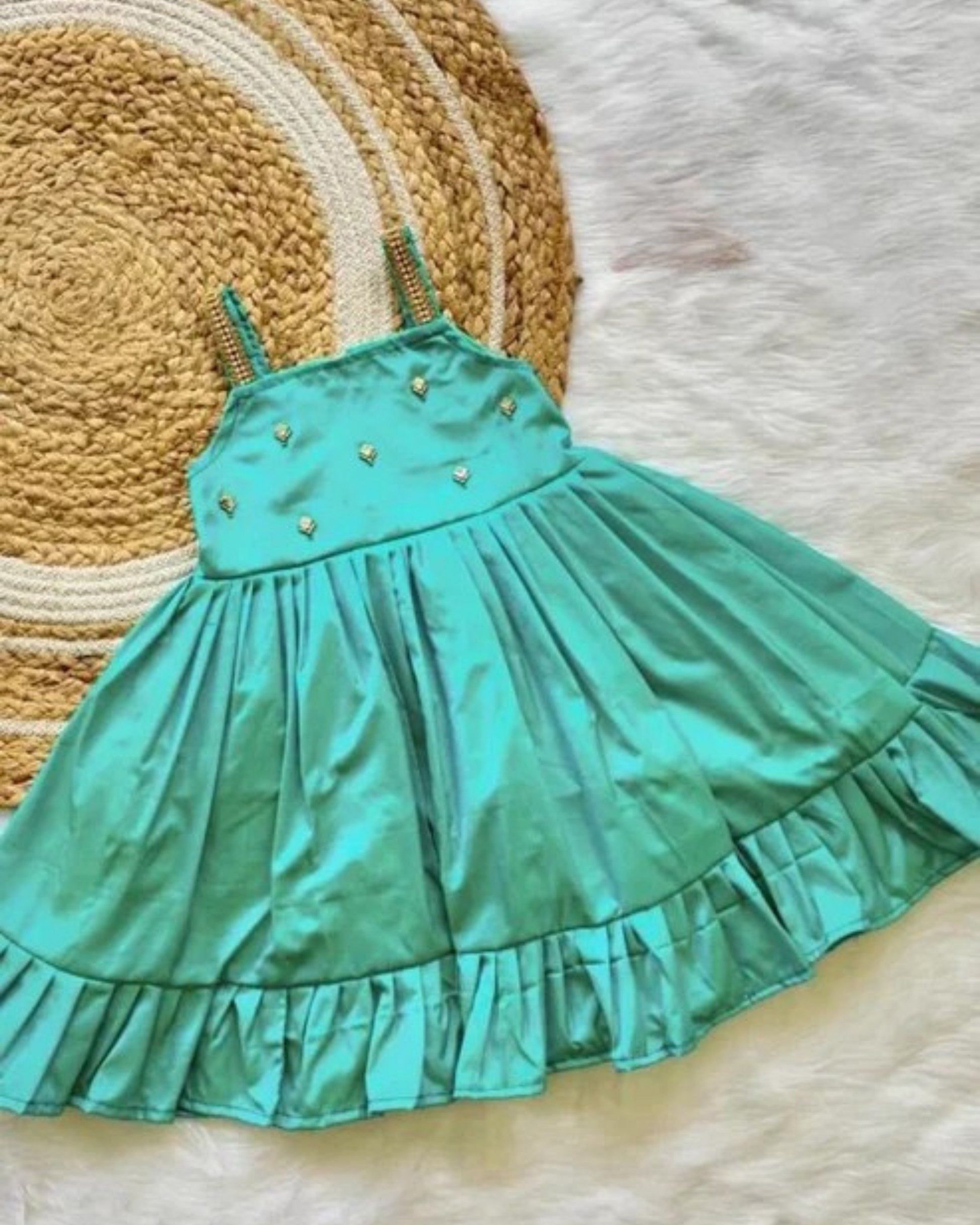 Wonderful Teal Green Color Kids Party Wear Princess Frock