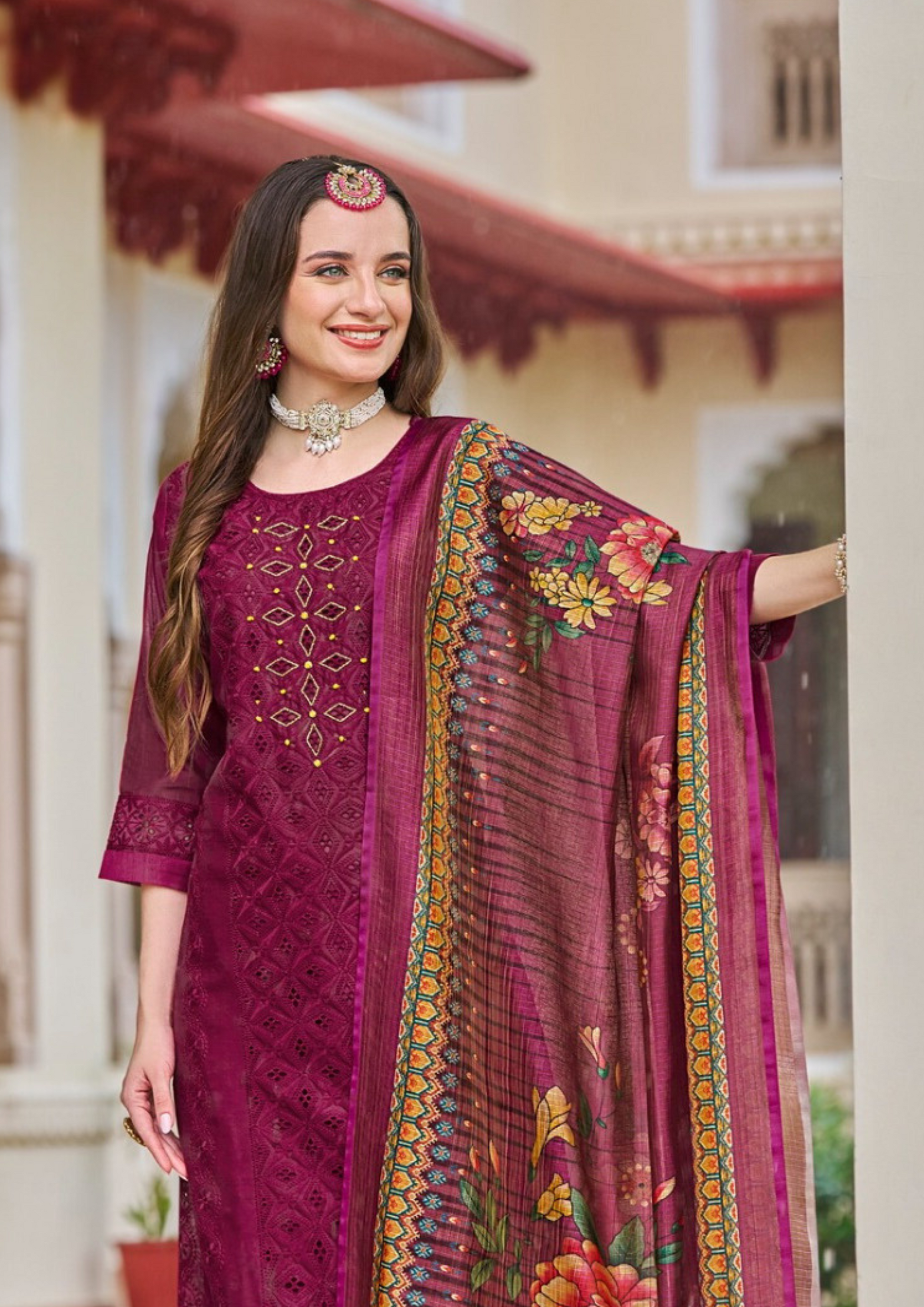 Purple Color Chanderi Silk Salwar Suits For Women Near Me