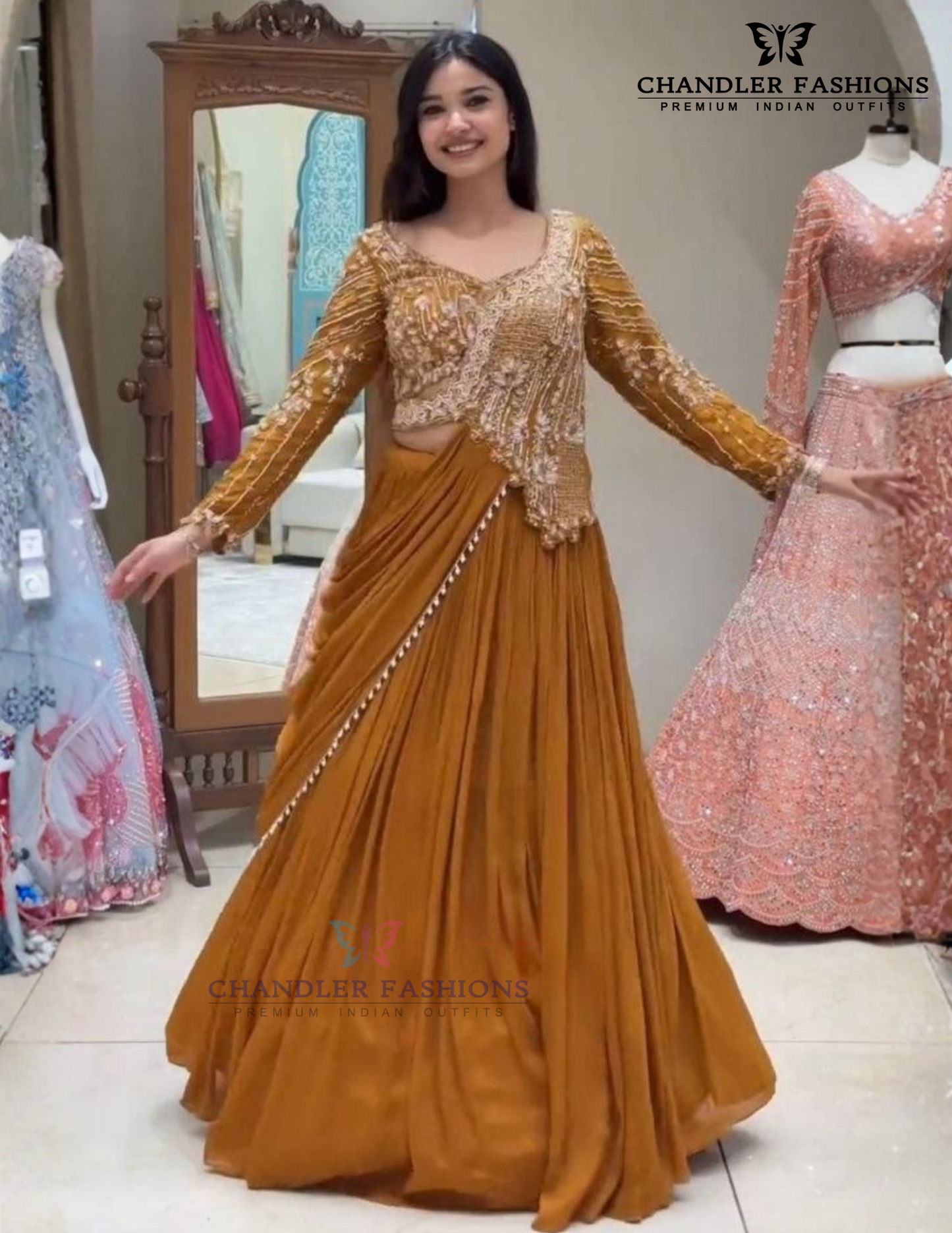 Yellow Color Rangoli With Embroidery And Sequins Work Ready To Wear Saree Near Me
