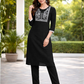 Wonderful Black Color Embroidery Work Cotton Kurti Suits For Women