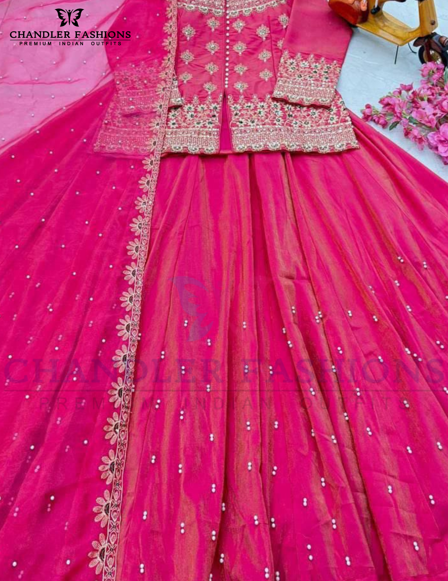 Pink Silk Embroidery Work Lehenga Choli For Women Near Me