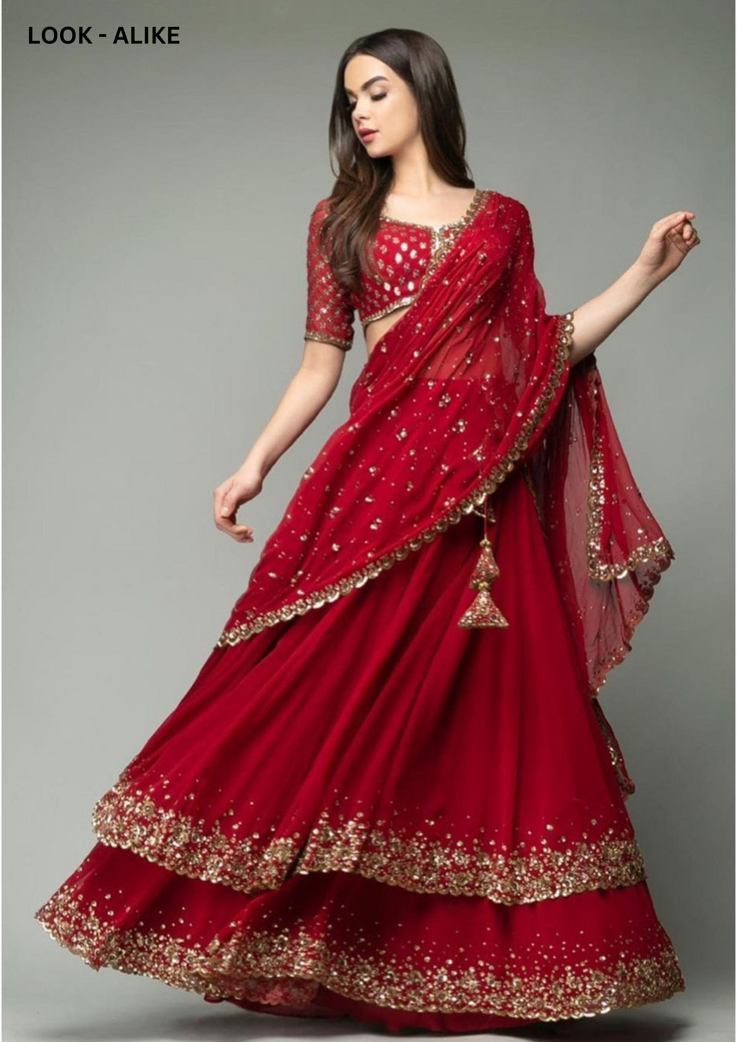 Attractive Red Color Georgette Sequins Work Lehenga Choli For Women