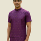 Elegant Purple Color Silk Cotton Short Kurta For Men