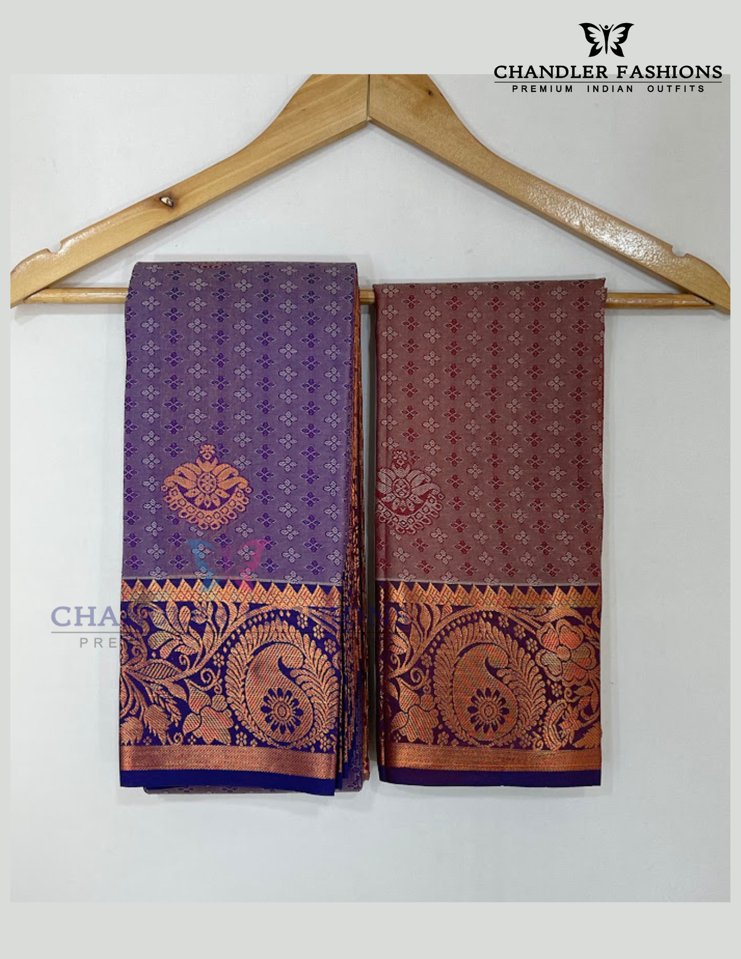 Violet Color With Copper Zari Border Art Silk Saree For Women Near Me