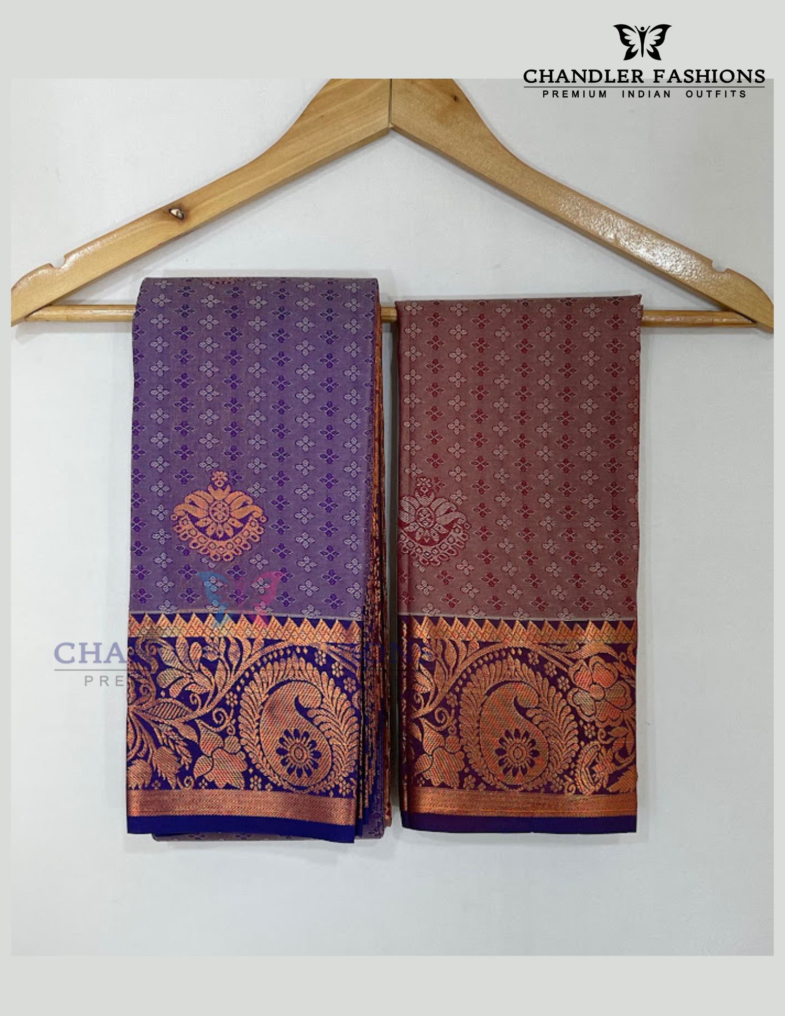 Violet Color With Copper Zari Border Art Silk Saree For Women Near Me