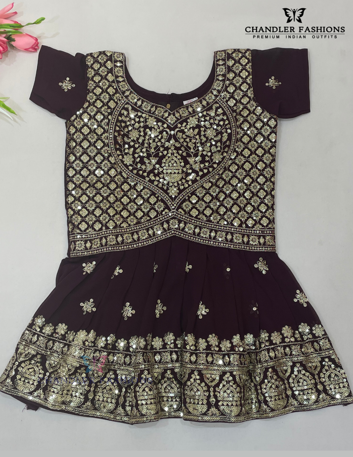 Purple Color Georgette Kurti Suits For Kids In USA