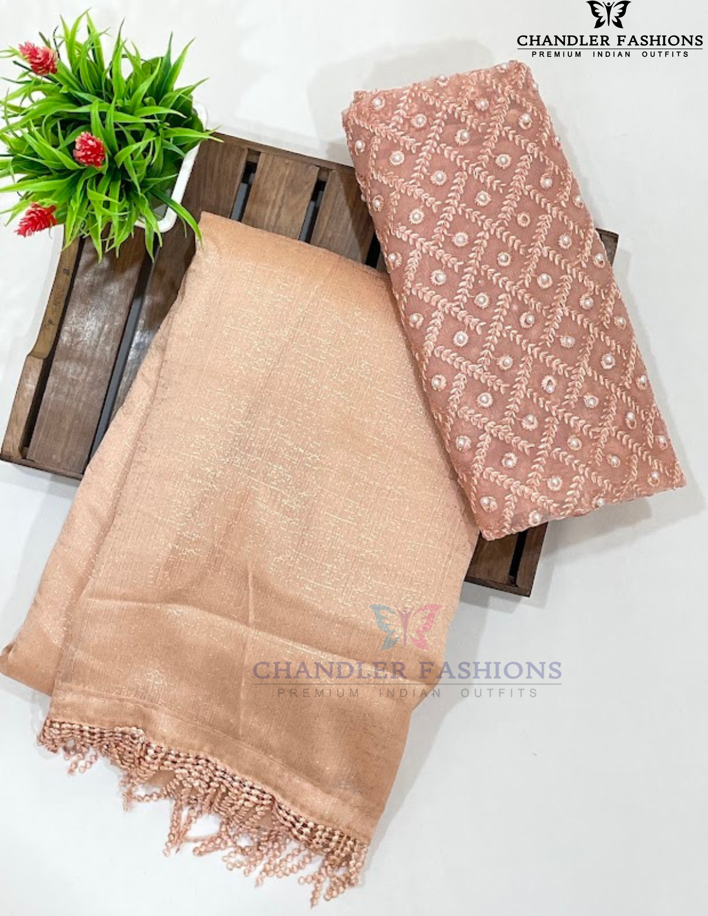 Attractive Peach Color Chiffon Saree For Women Near Me