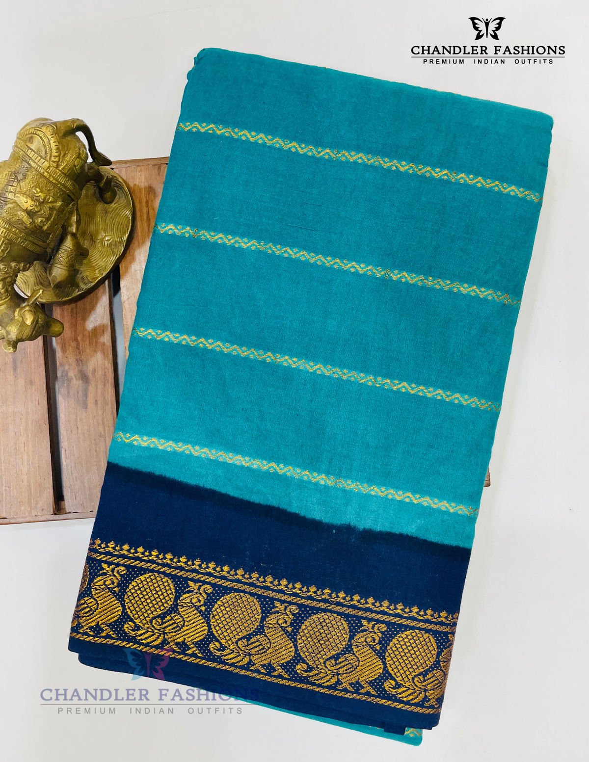 Elegant Green Color Cotton Saree With Zari Work Near Me