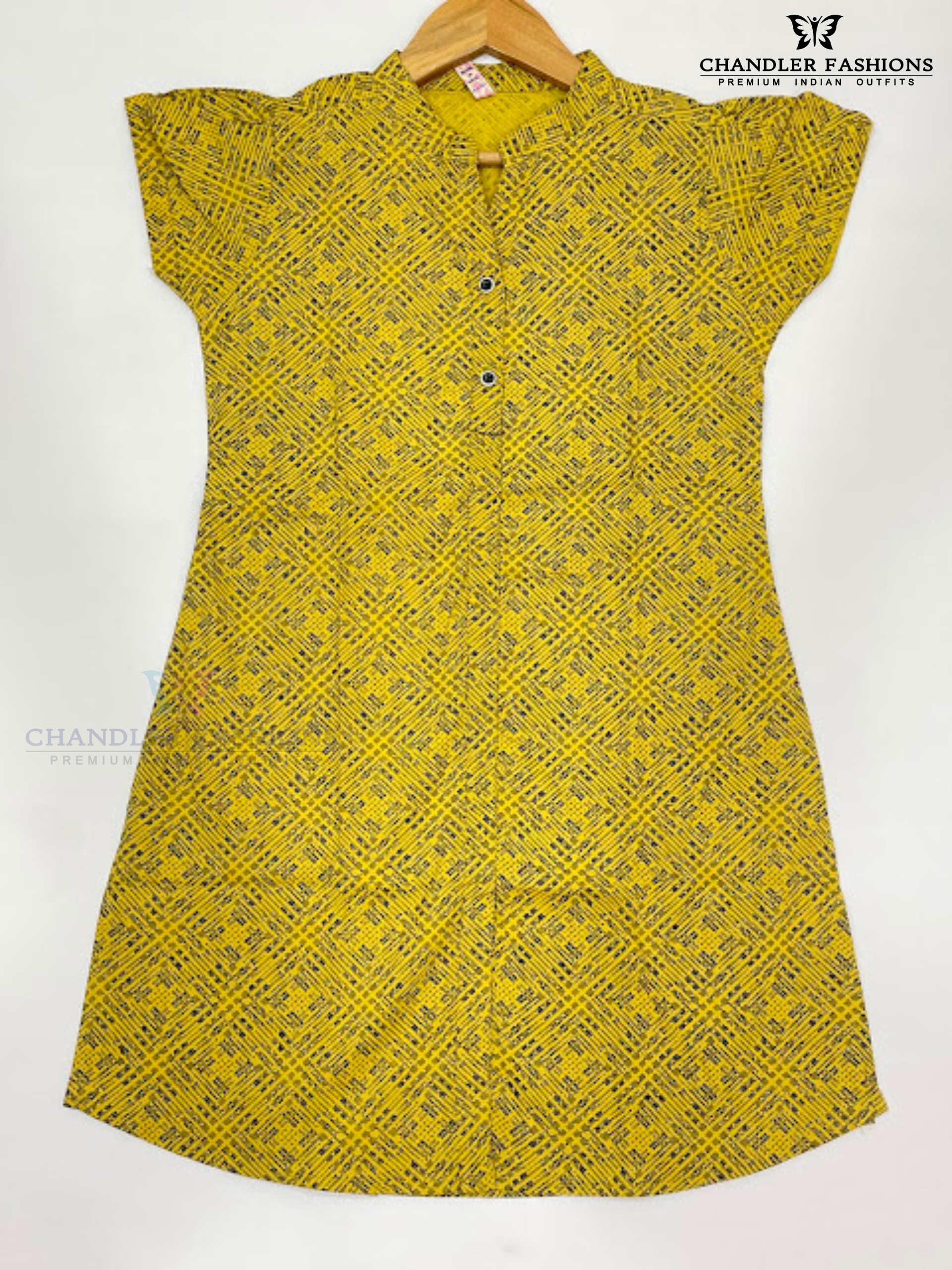 Elegant Mustard Yellow Color Cotton Kurti With Printed Work Near Me