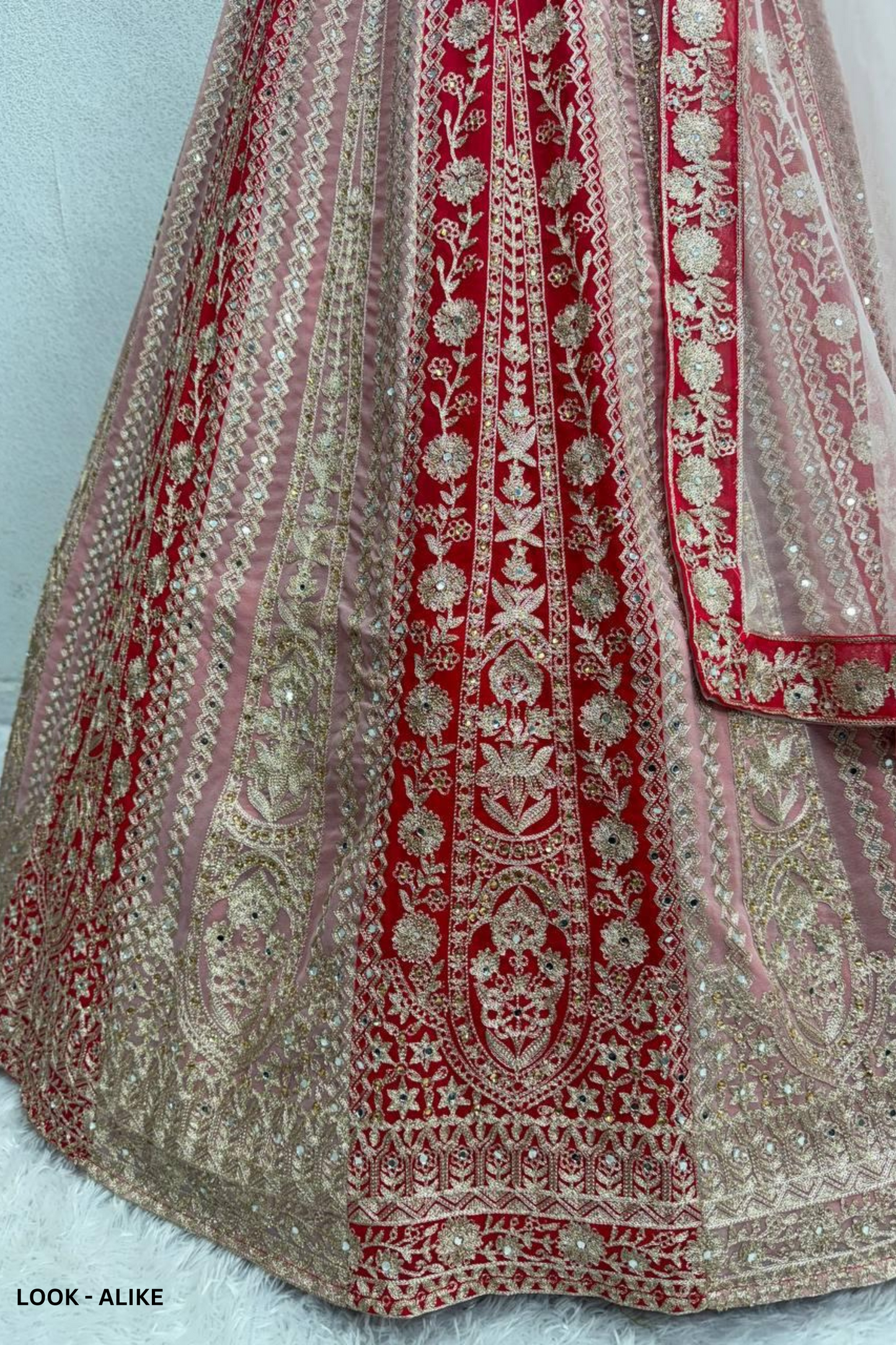 Red Colored Heavy Embroidery And Mirror Hand Work Lehengas In USA