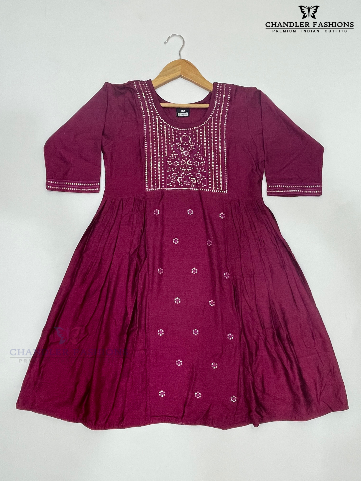 Attractive Dark Pink Color Embroidery And Sequins Work Kurti Near Me