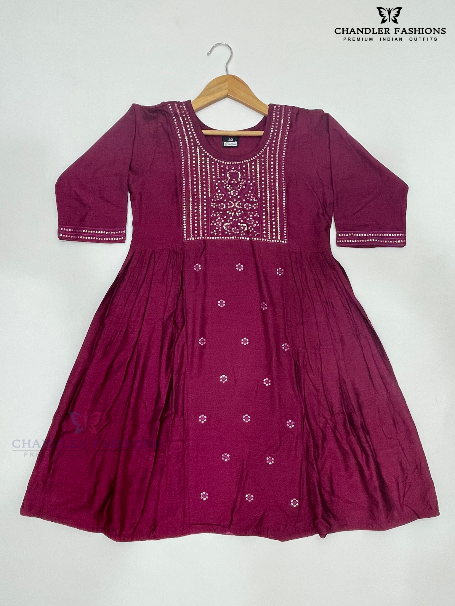 Attractive Dark Pink Color Embroidery And Sequins Work Kurti Near Me