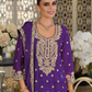 Gorgeous Violet Color Chinon Silk Sequins And Embroidery Work Palazzo Suits Near Me