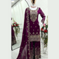 Elegant Wine Color Faux Georgette Sharara Suit With Sleeves  Heavy Embroidery Sequins Work For Women