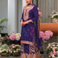 Attractive Dark Blue Color Chinon Embroidery Work Palazzo Suits With Dupatta