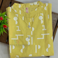 Exquisite Yellow Color Cotton Kurti With Printed Work For Girls