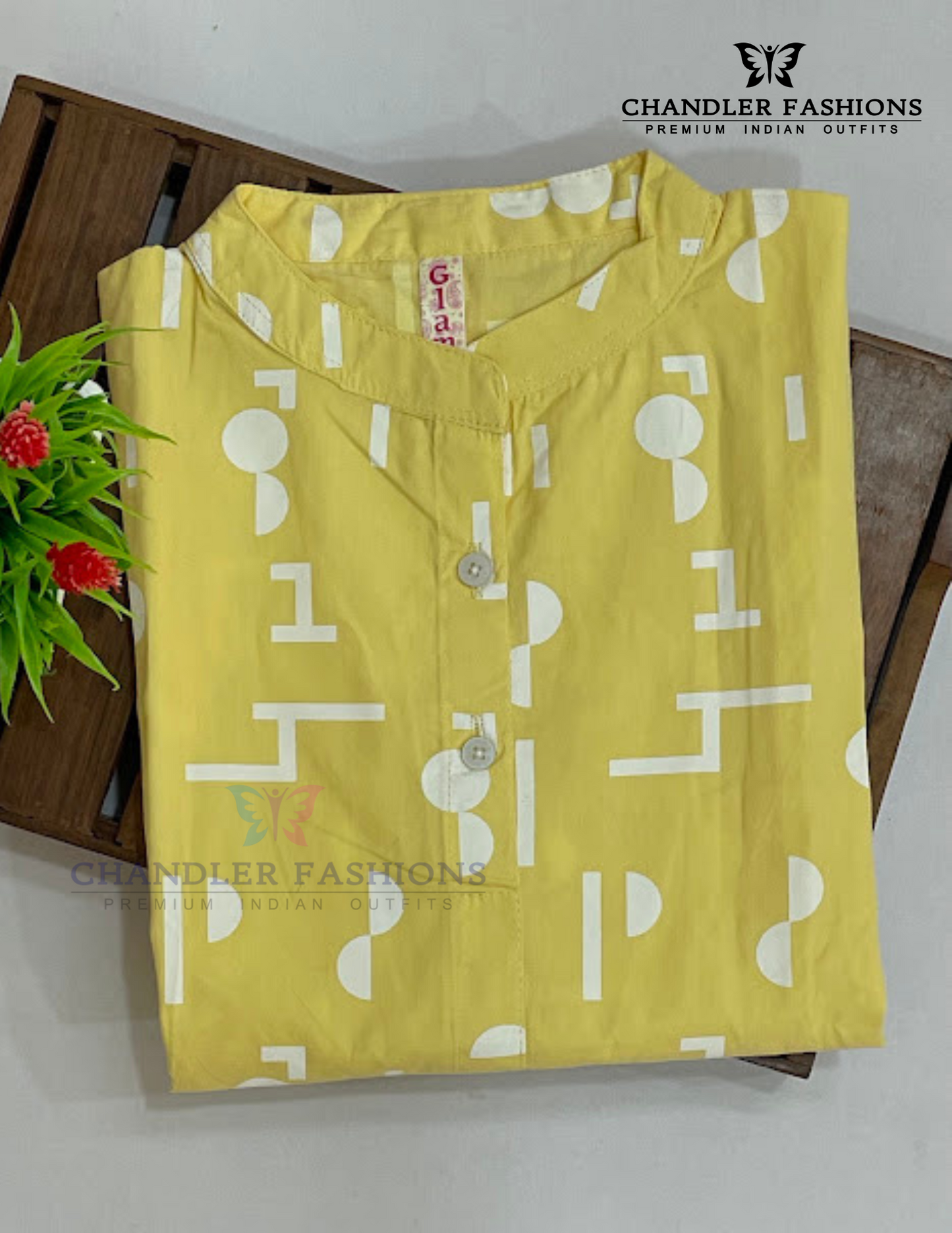 Exquisite Yellow Color Cotton Kurti With Printed Work For Girls