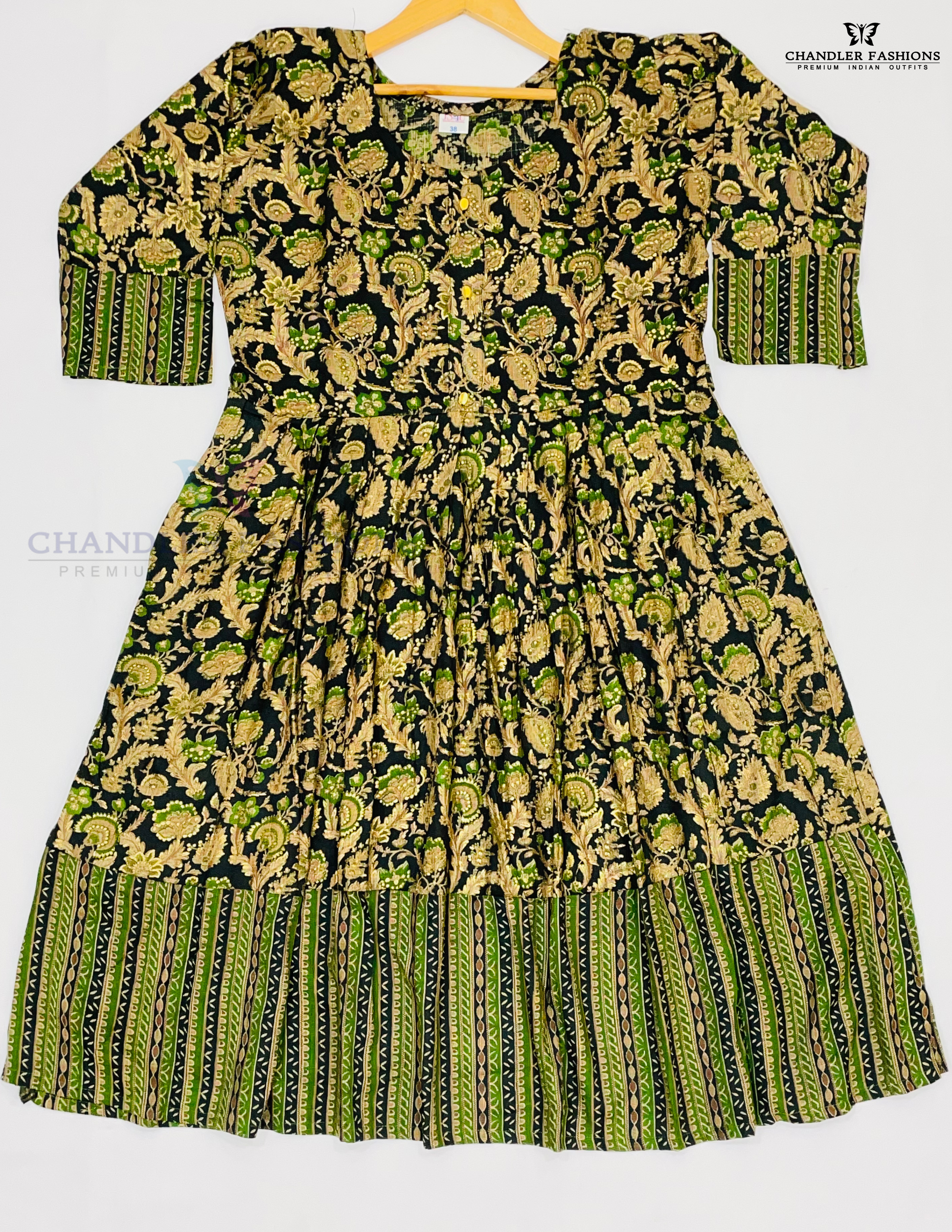 Black And Green Color Floral Pattern Kurti In USA
