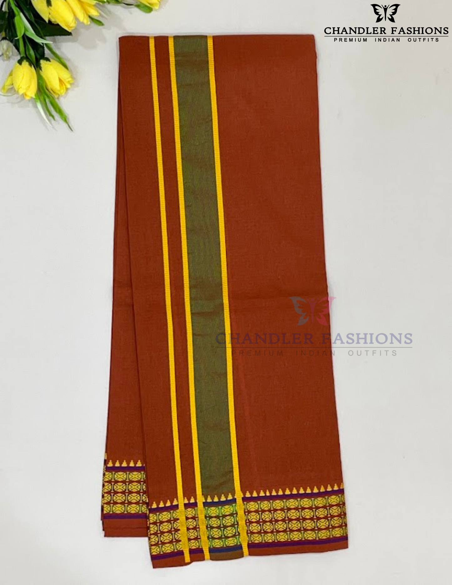 Charming Men's Kavi Color Cotton Dhoti Near Me
