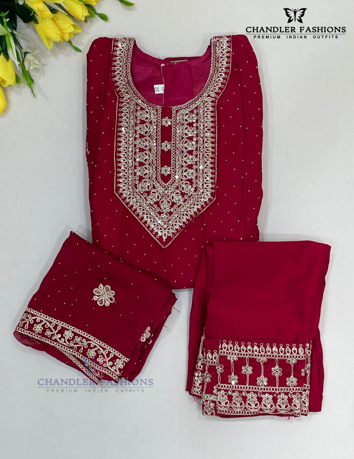 Stunning Red Color Georgette With Stone Work Kurti Suits For Kids Girls