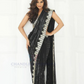 Beautiful Party Wear Black Sequinned Border Embellished Georgette Saree