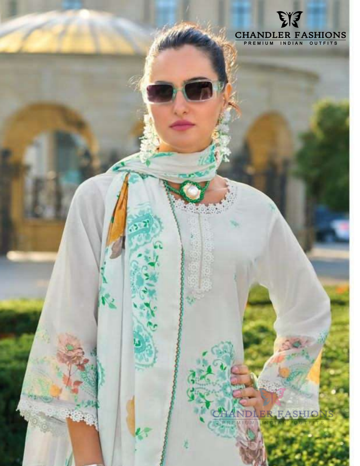 White Color Pure Cotton Salwar Suits With Digital Print Work In Chandler