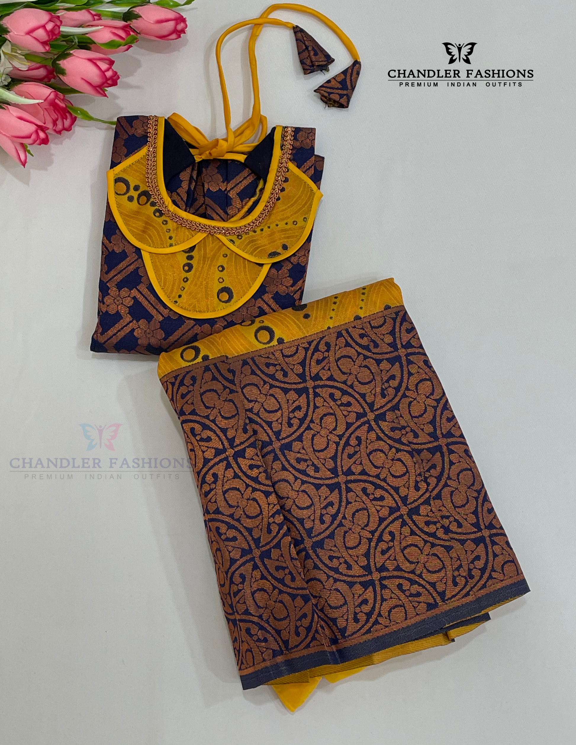 Charming Blue Color Silk Langa Set With Designer Zari Work In Mesa