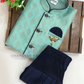Blue Color Sherwani Suit With Brooch Pin In USA