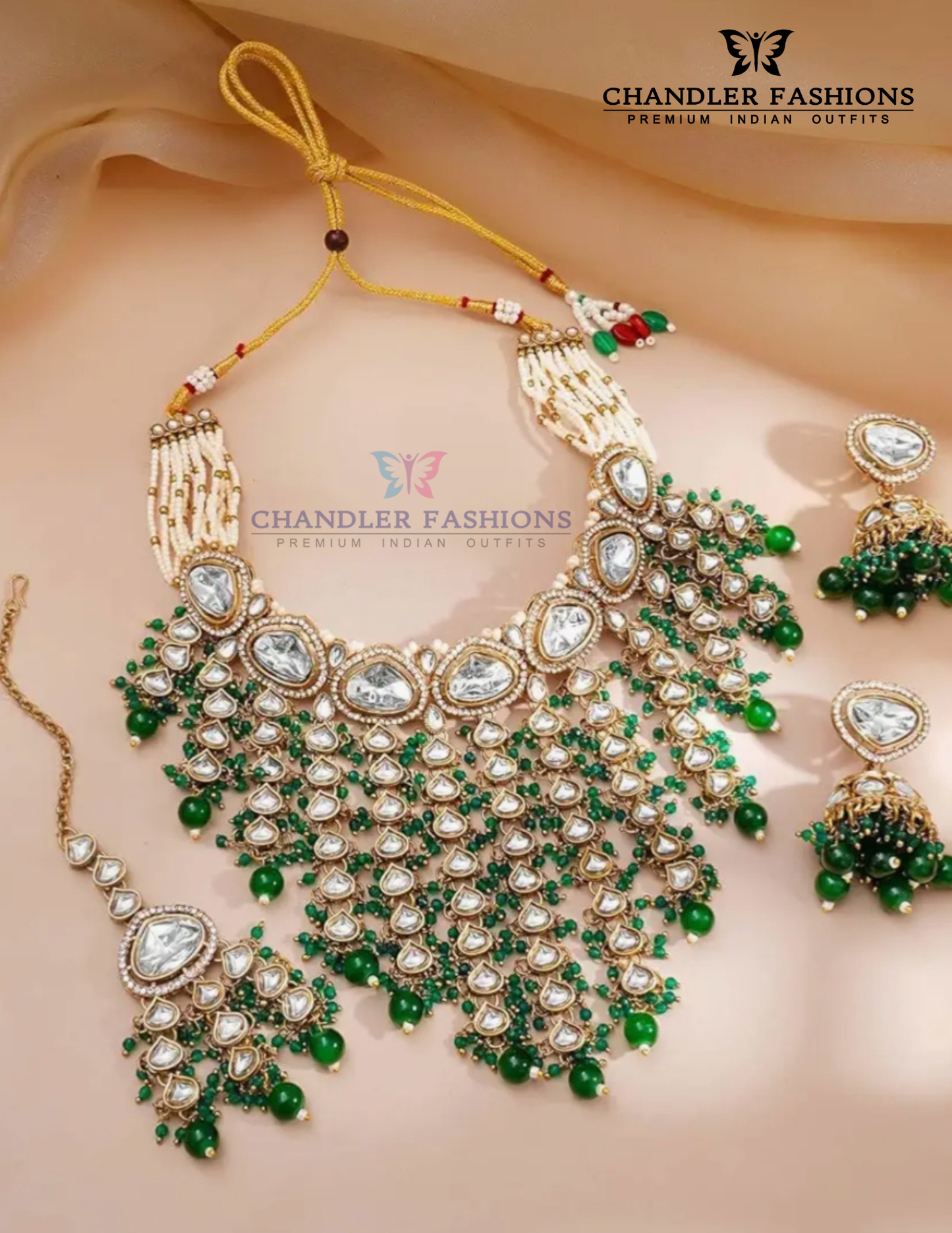 Green Pearl Choker Set In Mesa