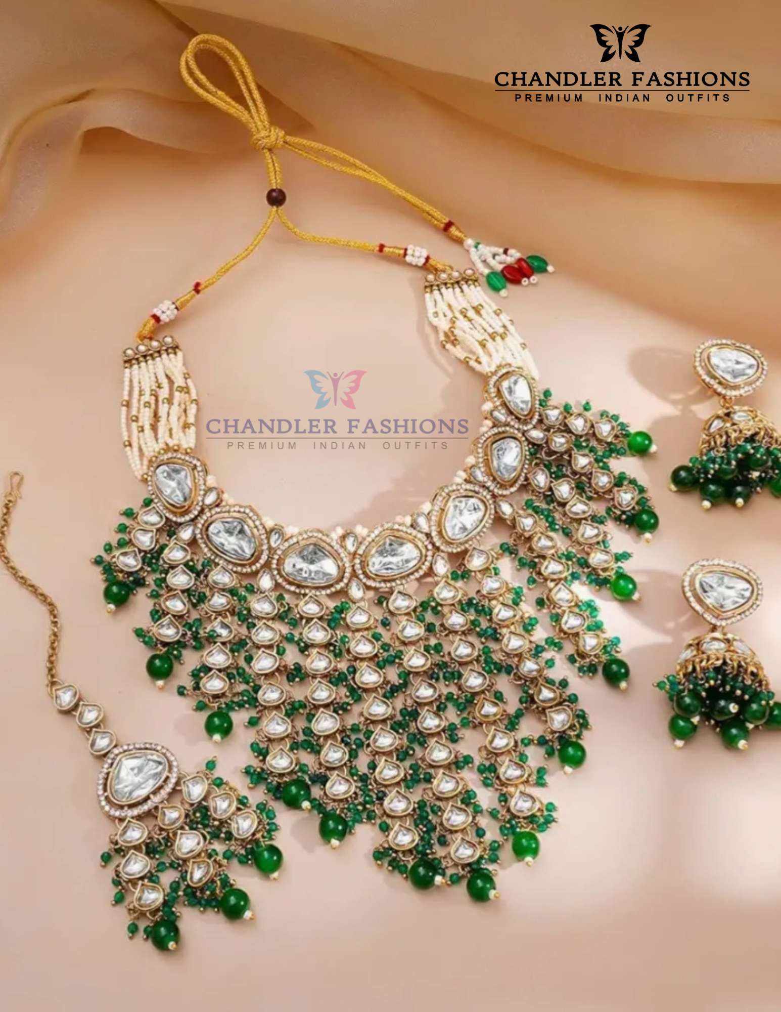 Green Pearl Choker Set In Mesa