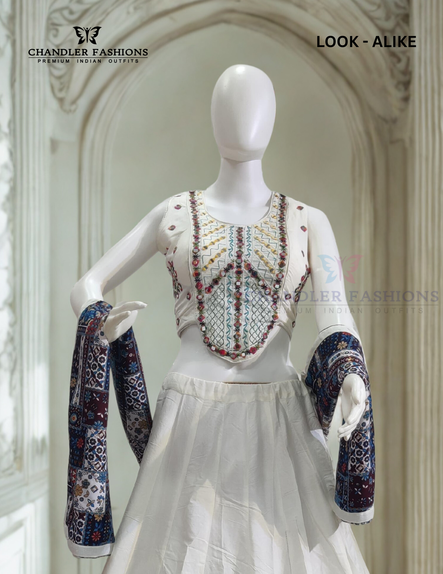 Wonderful White Colored Embroidery Work Chaniya Choli Sets For Women Near Me