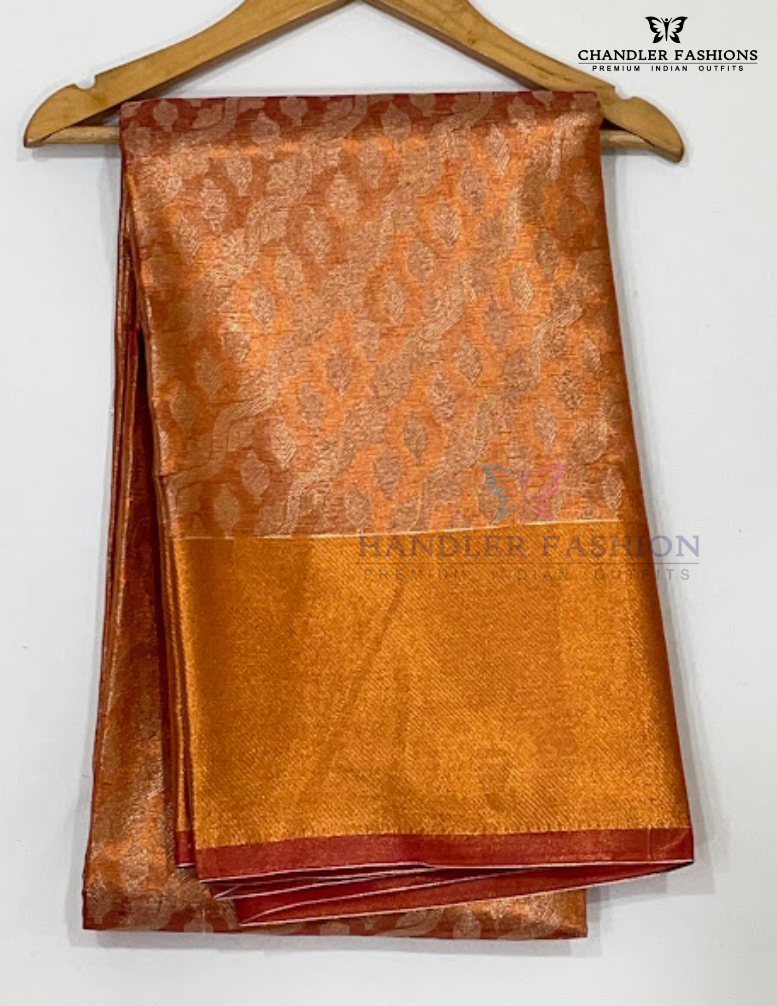 Attractive Copper Color Tissue Silk Saree With Zari Work Near Me