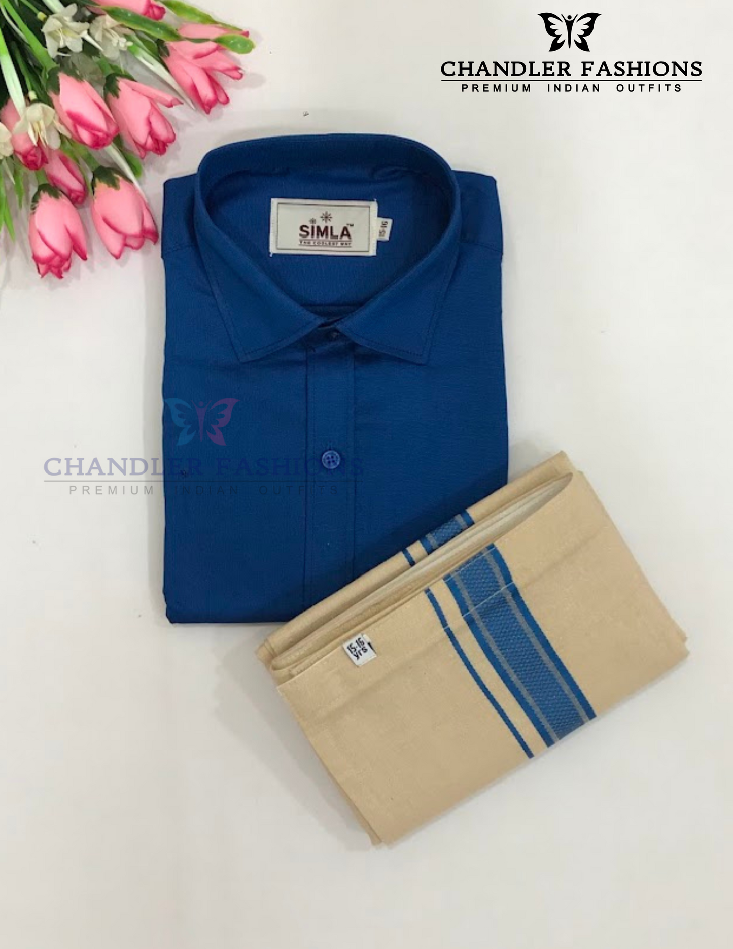 
Graceful Blue Color Cotton Shirt With Tissue Zari Work Dhoti Set For Kids Near Me
