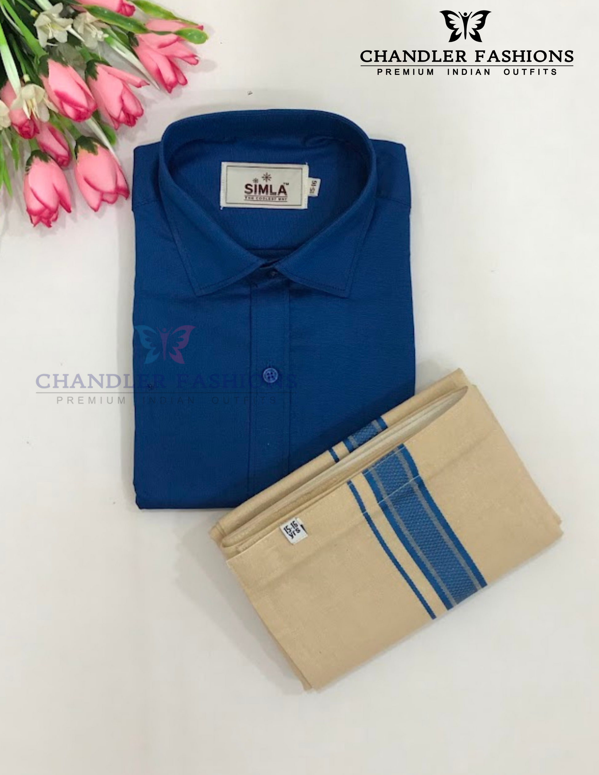 
Graceful Blue Color Cotton Shirt With Tissue Zari Work Dhoti Set For Kids Near Me
