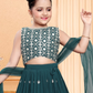 Alluring Teal Green Colored Embroidery Work With Georgette Girls Choli Sets