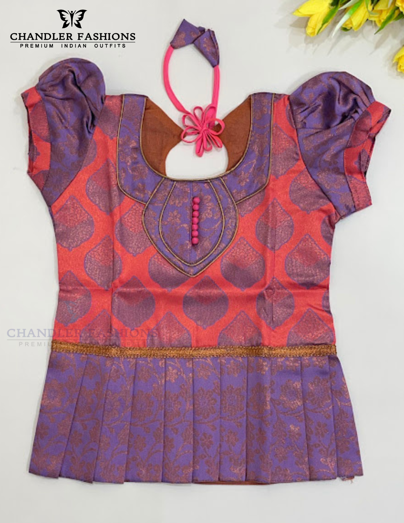 Pink Colored Silk Langa Sets With Stone Work In Suncity