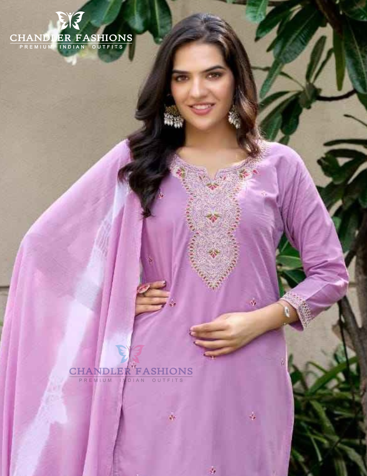 Lavender Color Cotton With Embroidery Work Salwar Suits Near Me