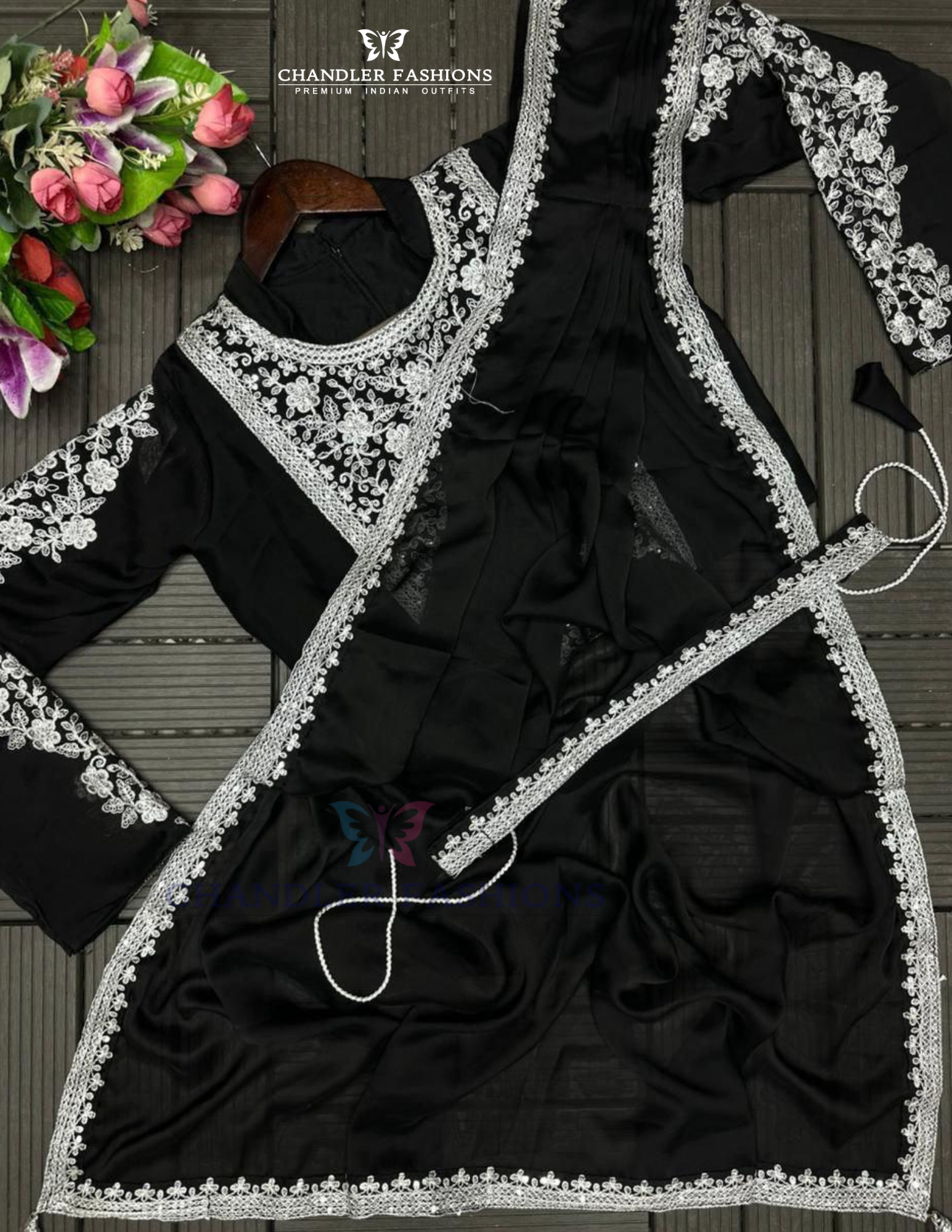 Elegant Black Color Heavy Rangoli Ready To Wear Saree For Women