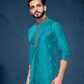 Slub Silk Embroidery Work Kurta Pajama Set For Men Near Me