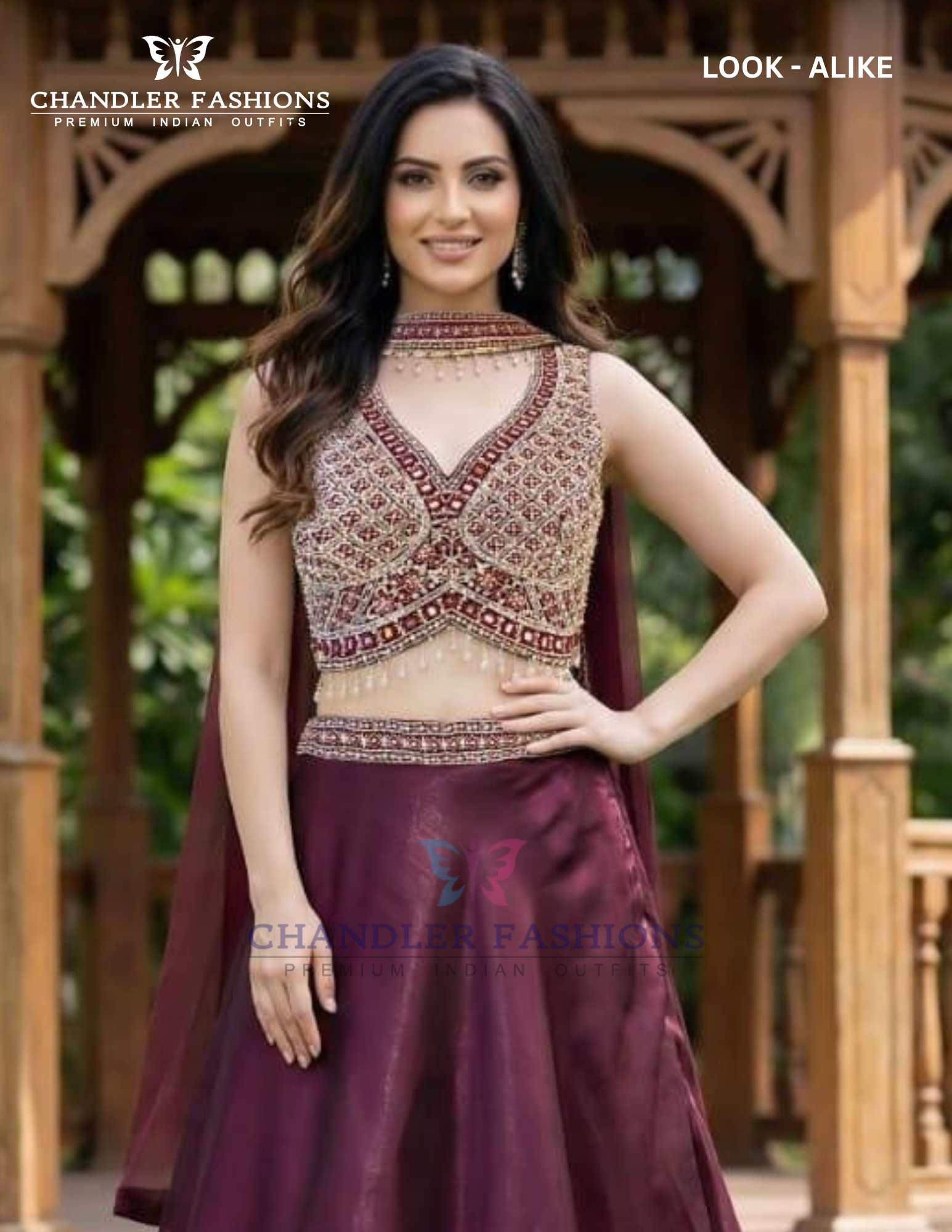 Wine Color Silk With Embroidery Work Lehenga Near Me