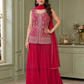 Beautiful Red Color Georgette With Embroidery And Sequins Work Sharara Suit For Women