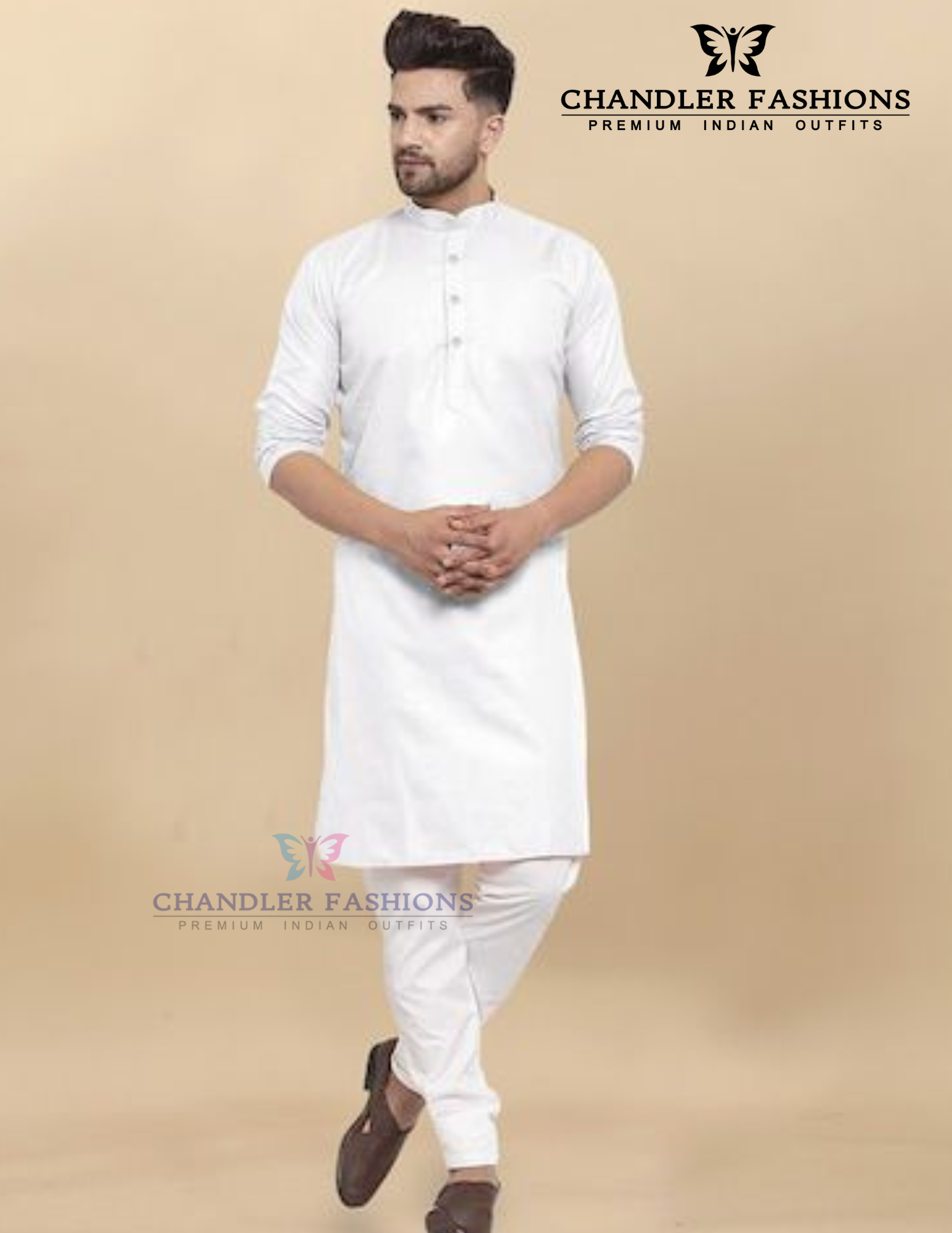 Attractive White Color Cotton Kurta Suits For Men