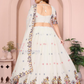 White Color Georgette Lehenga Choli With Embroidery Work In USA