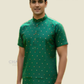 Gorgeous Green Color Silk Cotton Short Kurta For Men