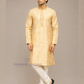Gorgeous Light Mustard Yellow Color Jacquard Silk Embroidery Work Men's Kurta