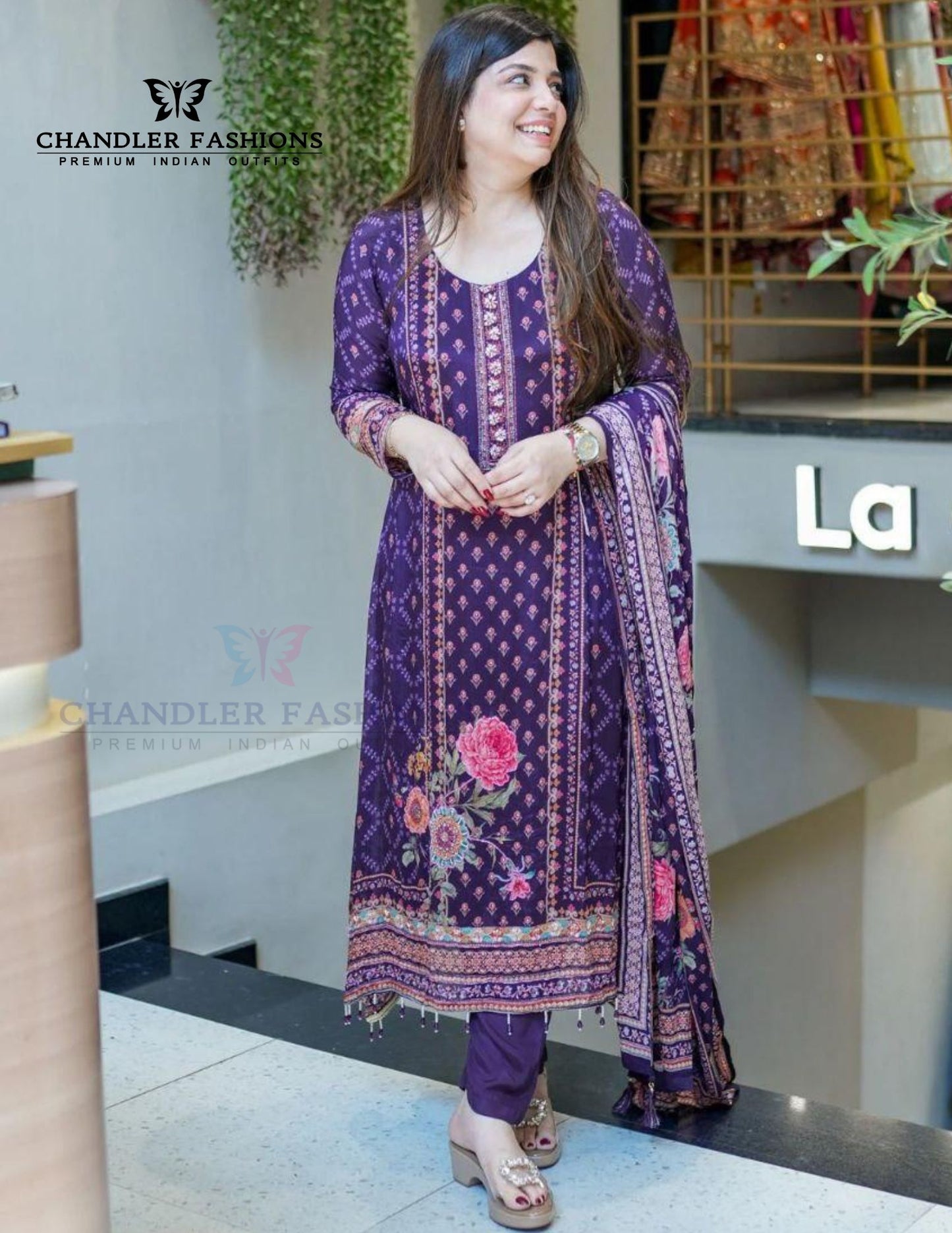 Alluring Purple Color Chinon With Embrodery And Mirror Work Kurti Suits For Women Near Me